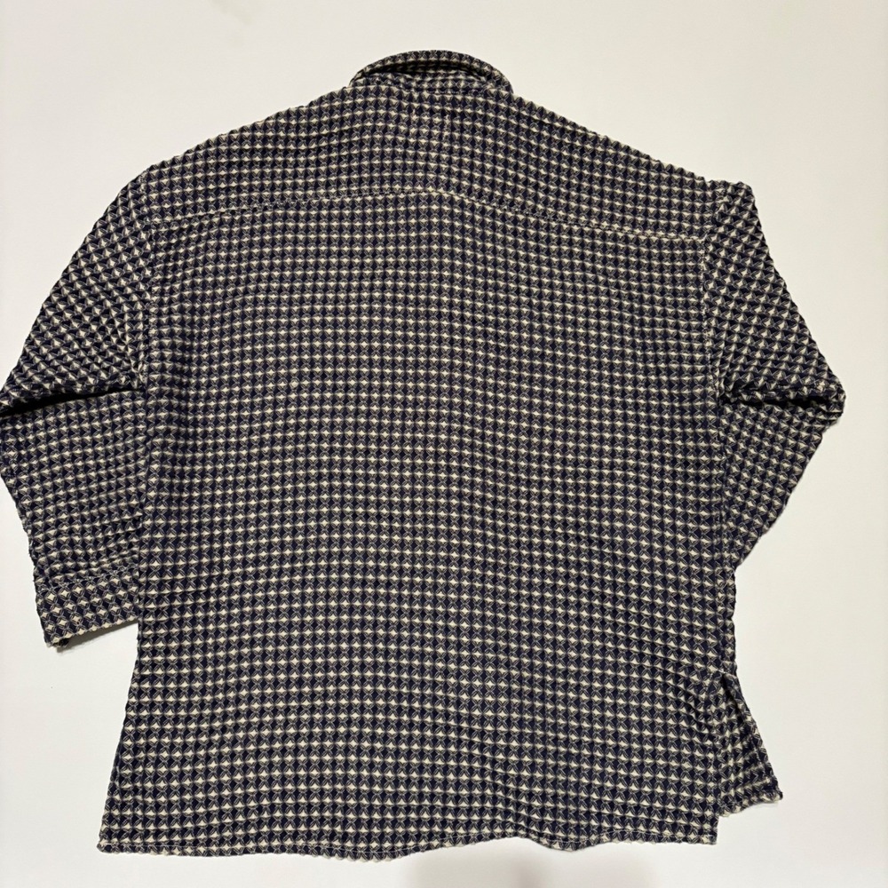 BDG Urban Outfitters Mens Small Blue Geometric Jacquard Button Down Shirt - Picture 3 of 5
